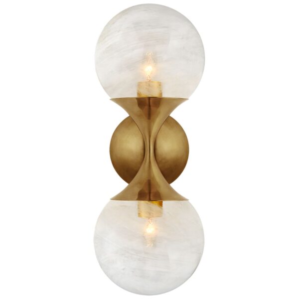 Cristol Small Double Wall Sconce (Brass and White Glass)